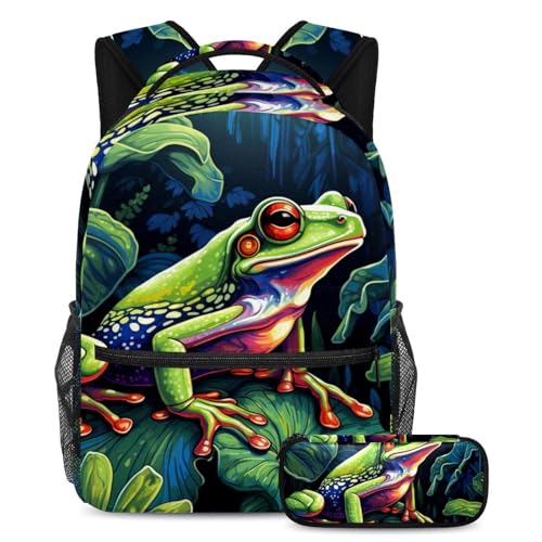 Lot de 2 cartables Grenouille colorée pour filles et garçons sac à dos de voyage multicolore