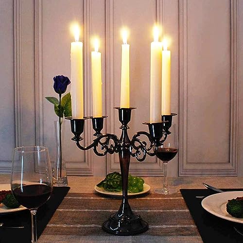 Kerzenständer Set 5-Armiger Kerzenhalter 27cm Höhe Stabkerze Dekorativer ø2,2cm Kerzenständer Schwarz – Bild 5