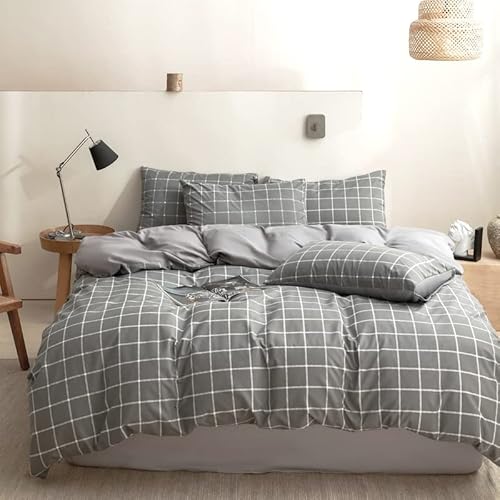 Nsnlgsgc Twin Duvet Cover Set Grid Gray Kids thumb #1