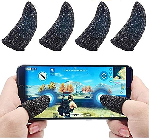 Image of Thumb & Finger Sleeve for Mobile Game with Super Conductive Fiber Fabric, Anti-Sweat & Breathable for PUBG, Garena Free Fire, Rules of Survival, Knives Out, COD Mobile (6 Pair-12 pcs With Black Pouch)