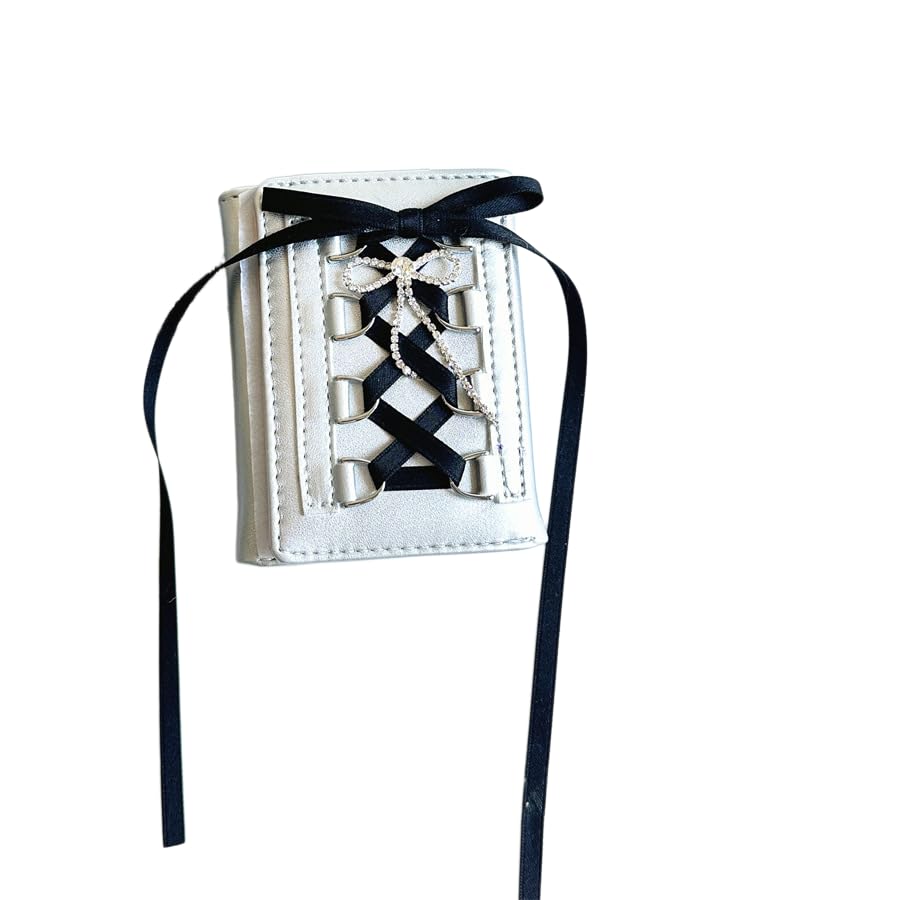 Y2K Cute Wallet Women Balletcore Coin Pocket Coquette Lace Bow Tie Mini Purse Aesthetic Small Leather Cardholder
