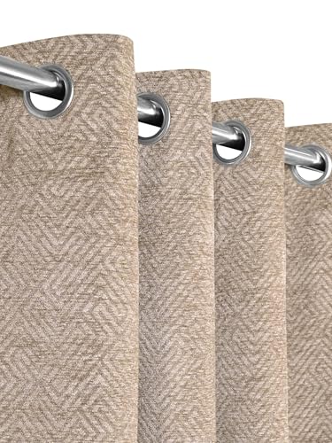 Image of Saral Home Pacman Saral Home Chenille Blackout Window Curtains 1pc, Beige, 4x5 Ft