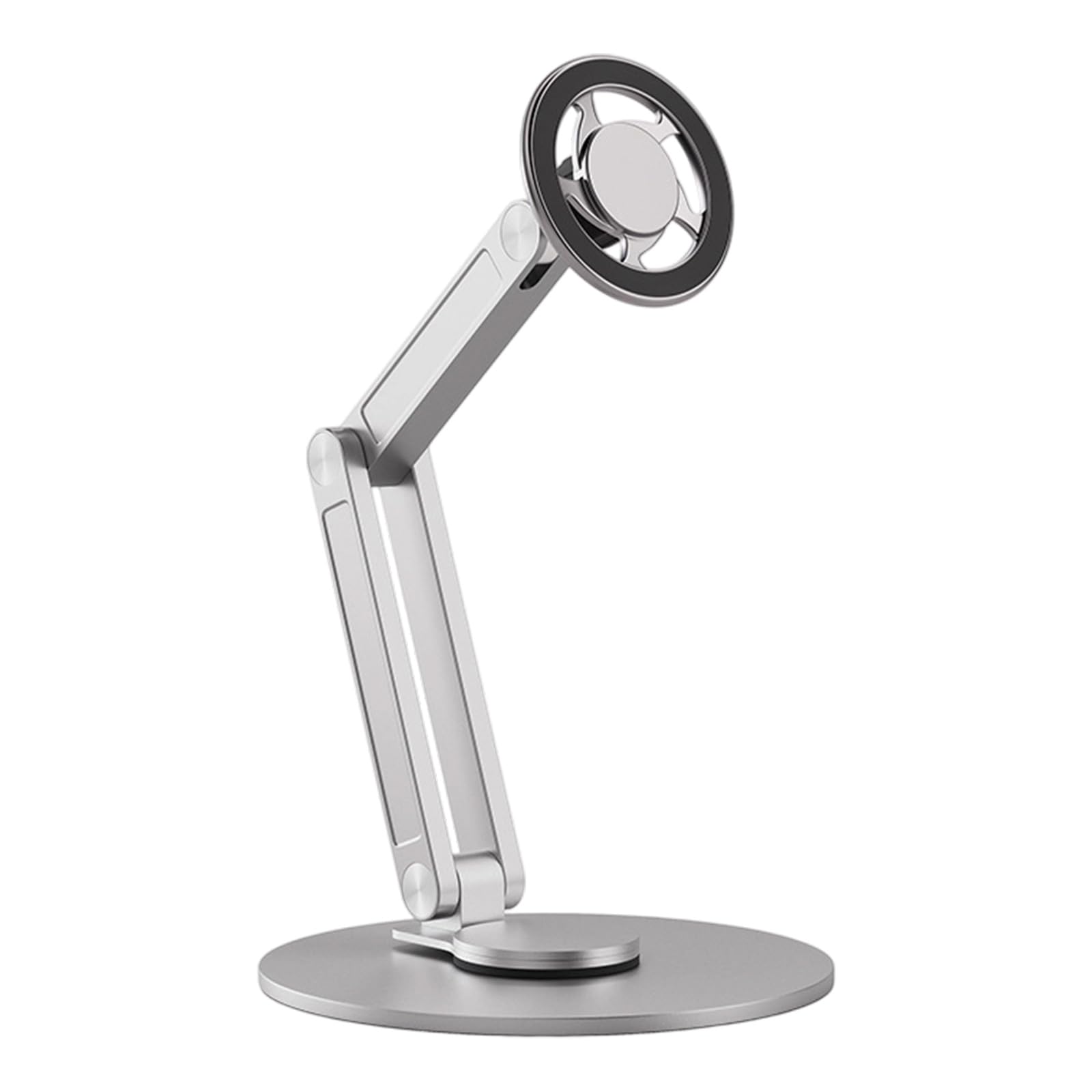 Supporto per telefono in alluminio, girevole a 360°, Silver | Supporto magnetico per telefono in alluminio con regolazione in altezza per tablet e smartphone