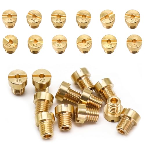 Wcawnlt 12 Piezas M5 Gicleur Carburador 5mm Chorro Principal de Carburador Kit Compatible con Carburador Dellorto, 5mm para Scooters, Motos, Ciclomotores, Tamaños 45-72