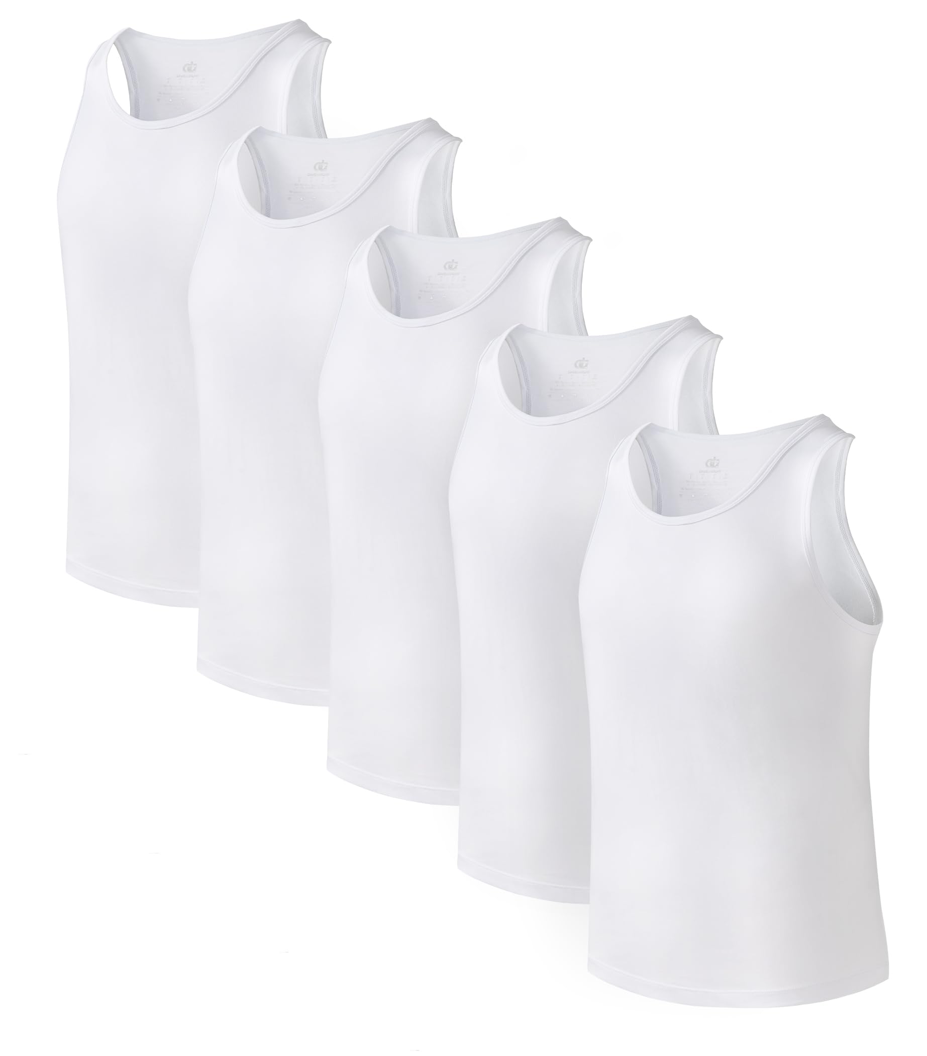 DAVID ARCHY Camiseta interior sin mangas para hombre, de rayón de bambú, absorbe la humedad, paquete de 3 o 5, Paquete de 5 bambú liso - blanco, Large