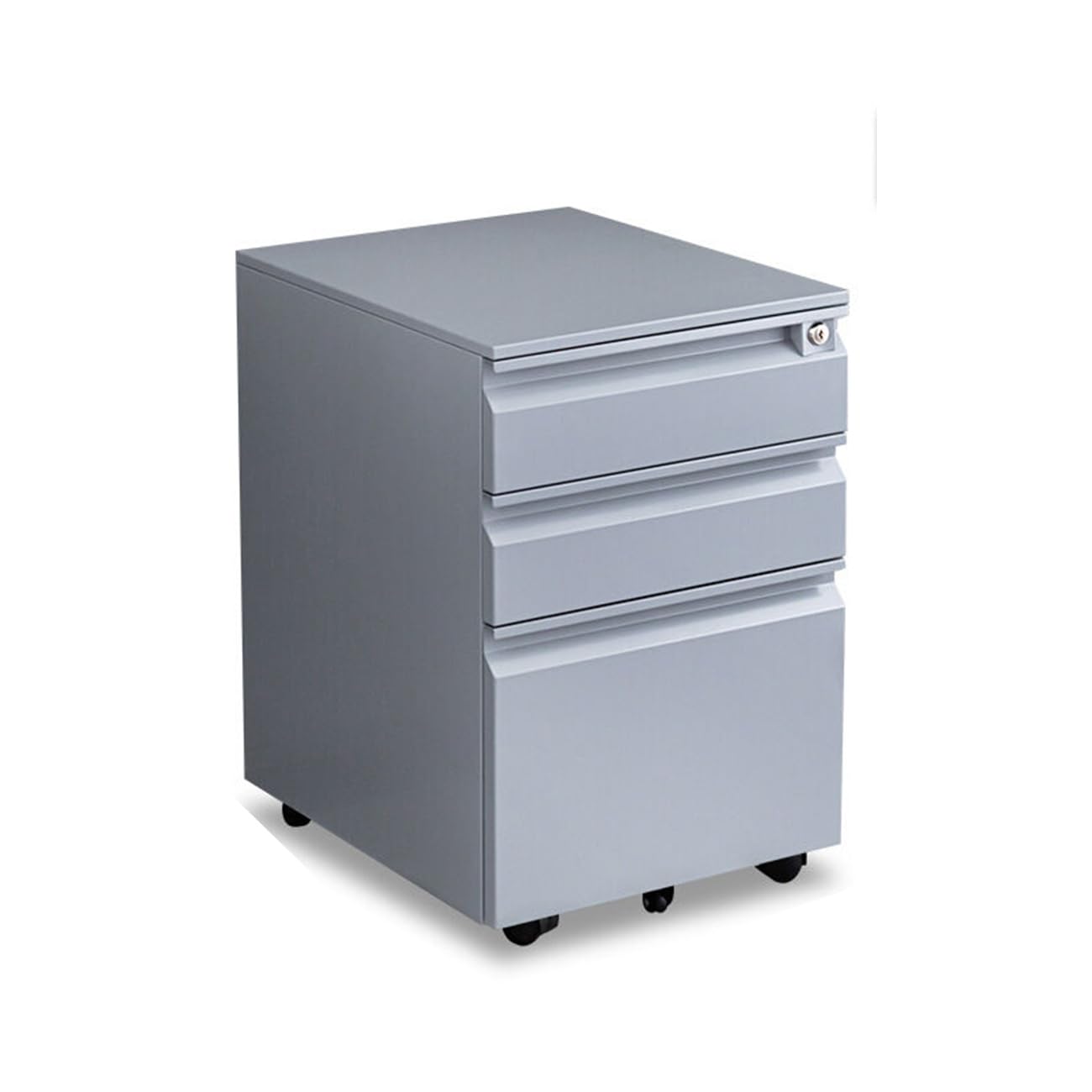 Amazon | 3段デスクワゴン サイドワゴン 鍵付きキャビネット