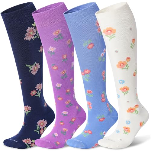LEVSOX Viscose Made from Bamboo Compression Socks for Pregnant Women 20-30 mmHg Knee High Cute Mens Supports Socks