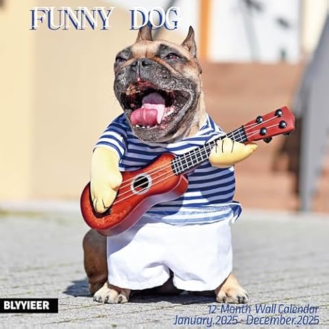 2025 Wall Calendar,Funny Dogs Monthly Wall Calendar, 12" x 24" Open,Family Planner Calendar, Home & Office Organizer,Hangable,for Dogs lover Cover
