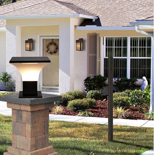 Image of GreyWings Black Metal Outdoor Gate Light for Pillar, Waterproof Modern Boundary Wall Lamp with B22 Holder, Decorative Entrance Lighting, Pack of 2