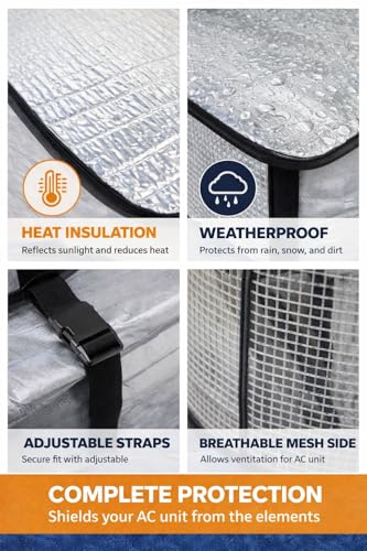 Image of AC Outdoor Unit Cover 6 mm Thick | 16 x 36 Inch Oneside Heat Insulated AC Cover for 1, 1.5 Ton & 2 Ton | Waterproof, Dustproof, Weatherproof AC Compressor Cover | UV Resistant Heat Protector