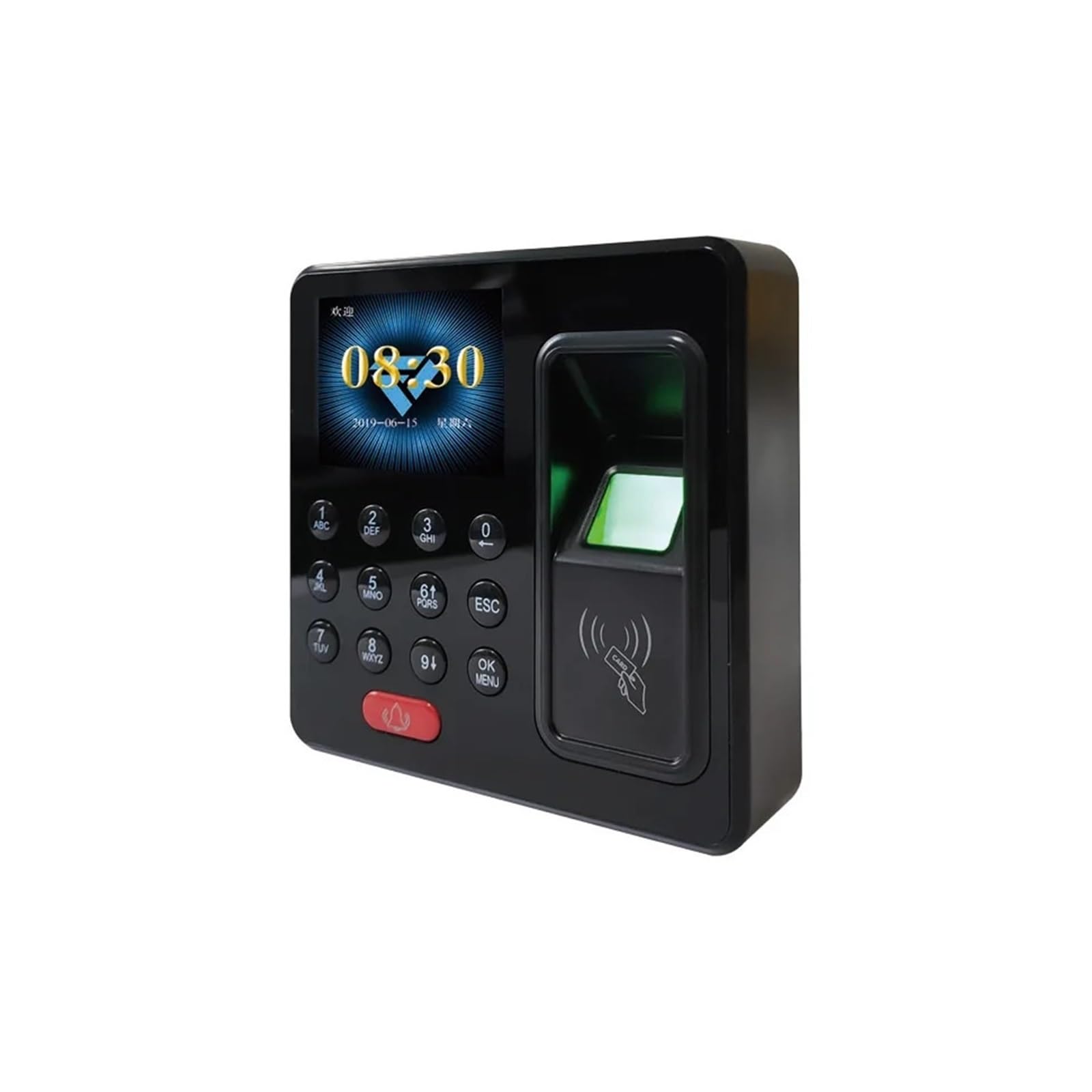 Marcar en la máquina, Reloj de control asistencia, máquina, empleados, acceso biométrico con huella dactilar, lector RFID digital, sensor contraseña