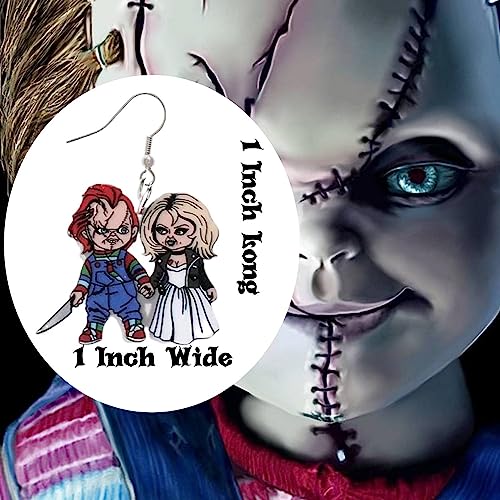 Evil Doll Bride Earrings for Women. Evil Red Haired Serial Killer Doll Earring2