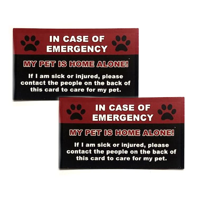 GOOD KARMA NATURALSPet Emergency Care Card (2 pack) - My Pet Is Home Alone Alert in Case of Emergencies Dog Cat Safety Wallet Cards