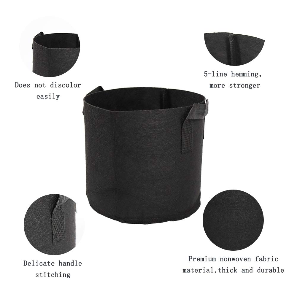 ValueHall Sacchi per Piante 5 Pezzi Sacchi da Coltivazione da Giardino per Interni ed Esterni Fioriera in Tessuto Traspirante per Fiori Verdure Pomodori Patate V8020A (L