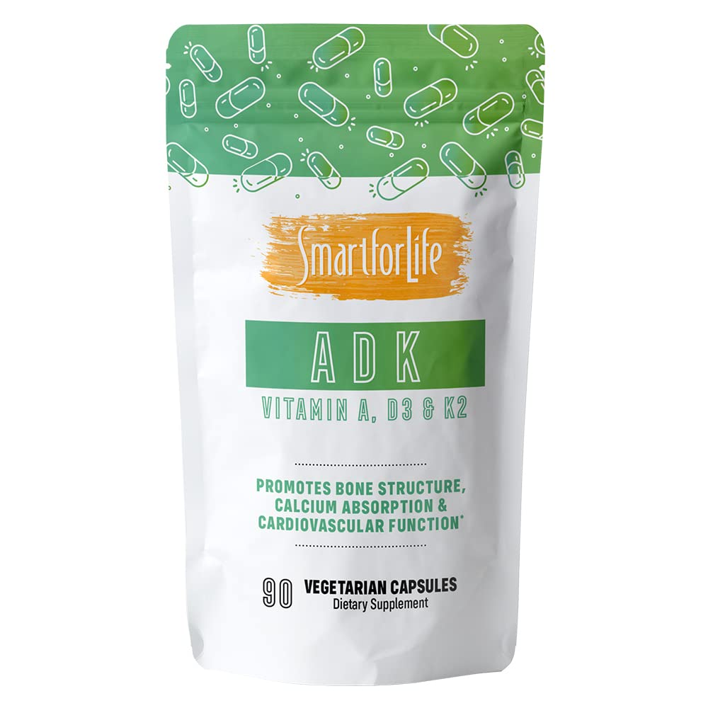Smart for Life ADK Vitamins Supplement - High Potency Vitamin ADK - Vitamin D3, Vitamin K2 & Vitamin A - Supports Bone and Heart Health - 5,000 IU Vitamin A - 5,000 IU Vitamin D3-500mcg Vitamin K2