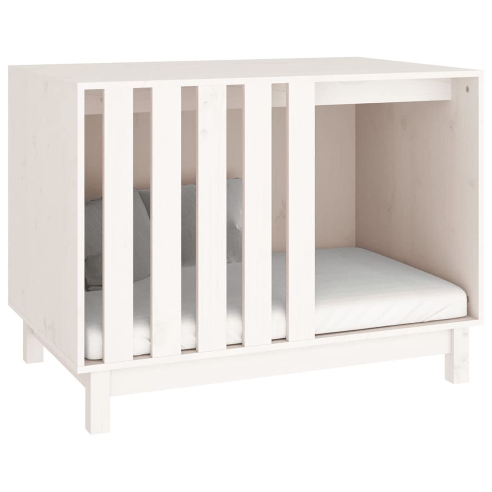 Homgoday Klatka dla psa klatka dla psa wewnętrzna Kennel dla psów klatki dla psów na zewnątrz ogrodzenie dla psa, biały domek dla psa 90 x 60 x 67 cm z litego drewna sosnowego