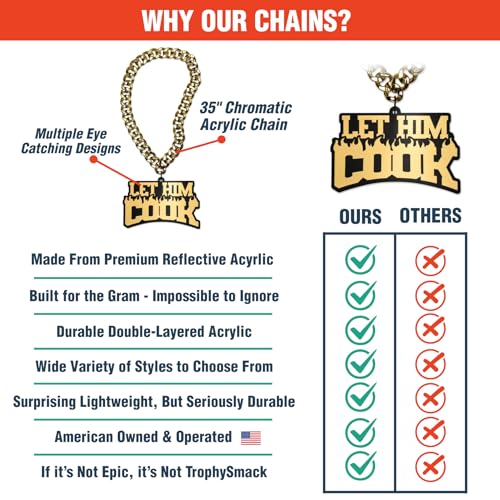 TrophySmack 'Let Him Cook' Turnover Chain - Chrome Gold & Black Acrylic2