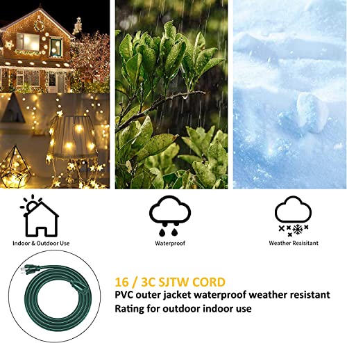 Greatide 6 Ft Outdoor Extension Cord - 16/3 Sjtw Durable Waterproof Power Cable With 3 Prong Grounded Plug, Green #TOP6