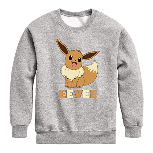 HYBRID APPAREL - Pokémon - Happy Eevee - Youth Crewneck Fleece Sweatshirt - Size Medium Athletic Heather
