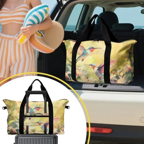 BIGCARJOB Hummingbird Print Overnight Bags for Women Travel Packable Duffel Bag Carry On Bag Large Overnight Duffle Bags for Traveling Camping Hiking4
