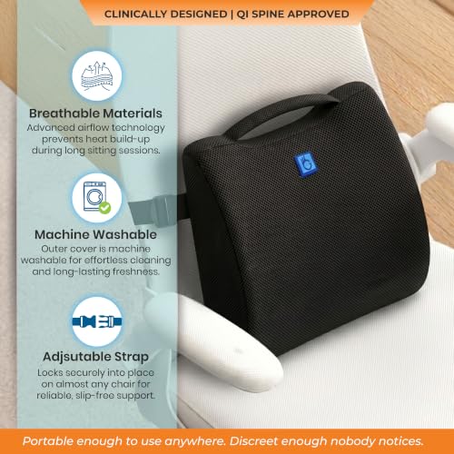 Image of Orthosit Orthopedic Lumbar Support | 5-Yr-Warranty | Back Support Cushion | Back Pain Relief| (Black - Set of 3)