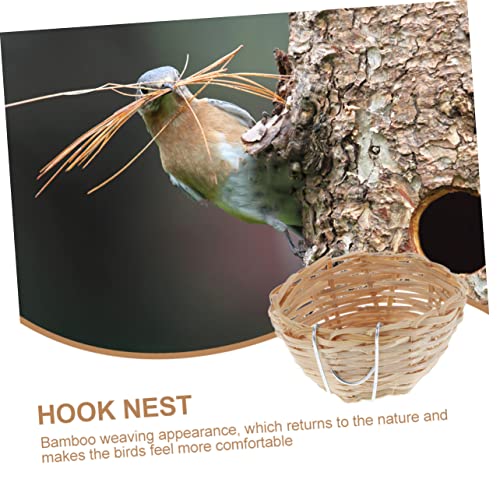 Secfou 8Pcs Bamboo Bird's Outdoor Decor Rattan Decor Wooden Birdhouse Cottages Bird House Woven Bird Nests Pet Birds Feeding Accessories Woven Bird Nests Parrot Nests #TOP7