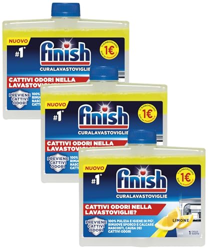 Finish Curalavastoviglie, Additivo Lavastoviglie, 3 Prodotto da 250 ml, Limone. Rimborso di 2€, ovvero sia 1€ per ogni prodotto con il bollino acquistato (Confezione da 3)