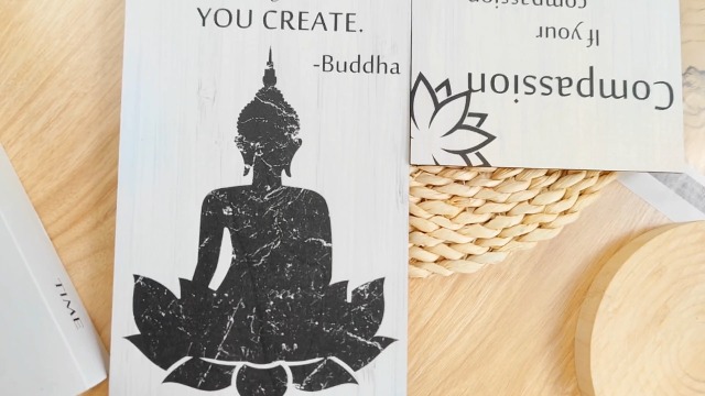 7 Chakra Wooden Wall Art - Buddha Yoga Meditation Spiritual Decor Sign 12x6"