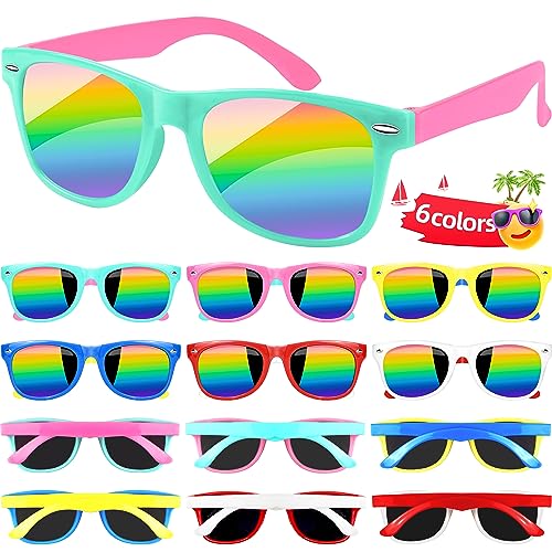 24 Packs Kids Sunglasses Bulk, Neon Sunglasses with UV400 Protection for Kids Boys Girls Age 3-8, Party Favors for Summer Beach Pool Party Birthday