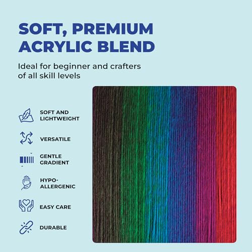 Image of Mary Maxim Prism Yarn, Acrylic Multicolor DK Yarn, 290 Yards, Stained Glass | Ombre Yarn, 3 Weight, Machine Wash, For Knitting and Crochet, Create Baby Items, Blankets, Afghans, Clothing Variegated Yarn