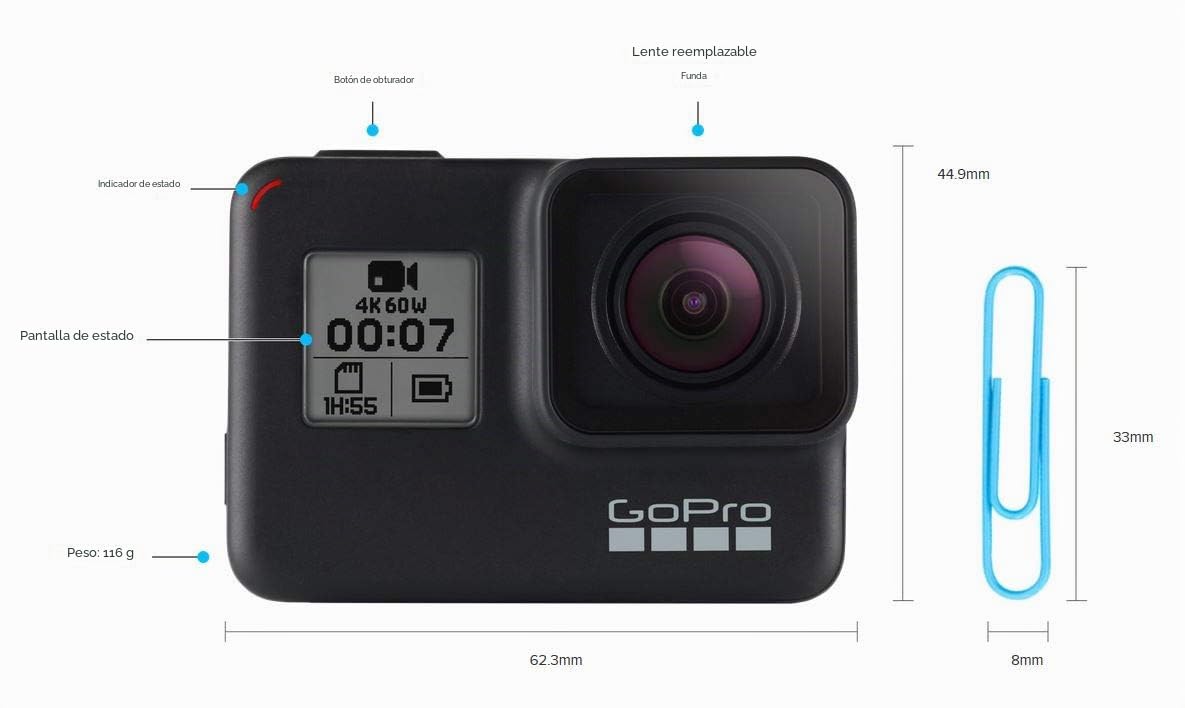 GoPro HERO7 Black — Waterproof Digital Action Camera with Touch Screen 4K HD Video 12MP Photos Live Streaming Stabilisation