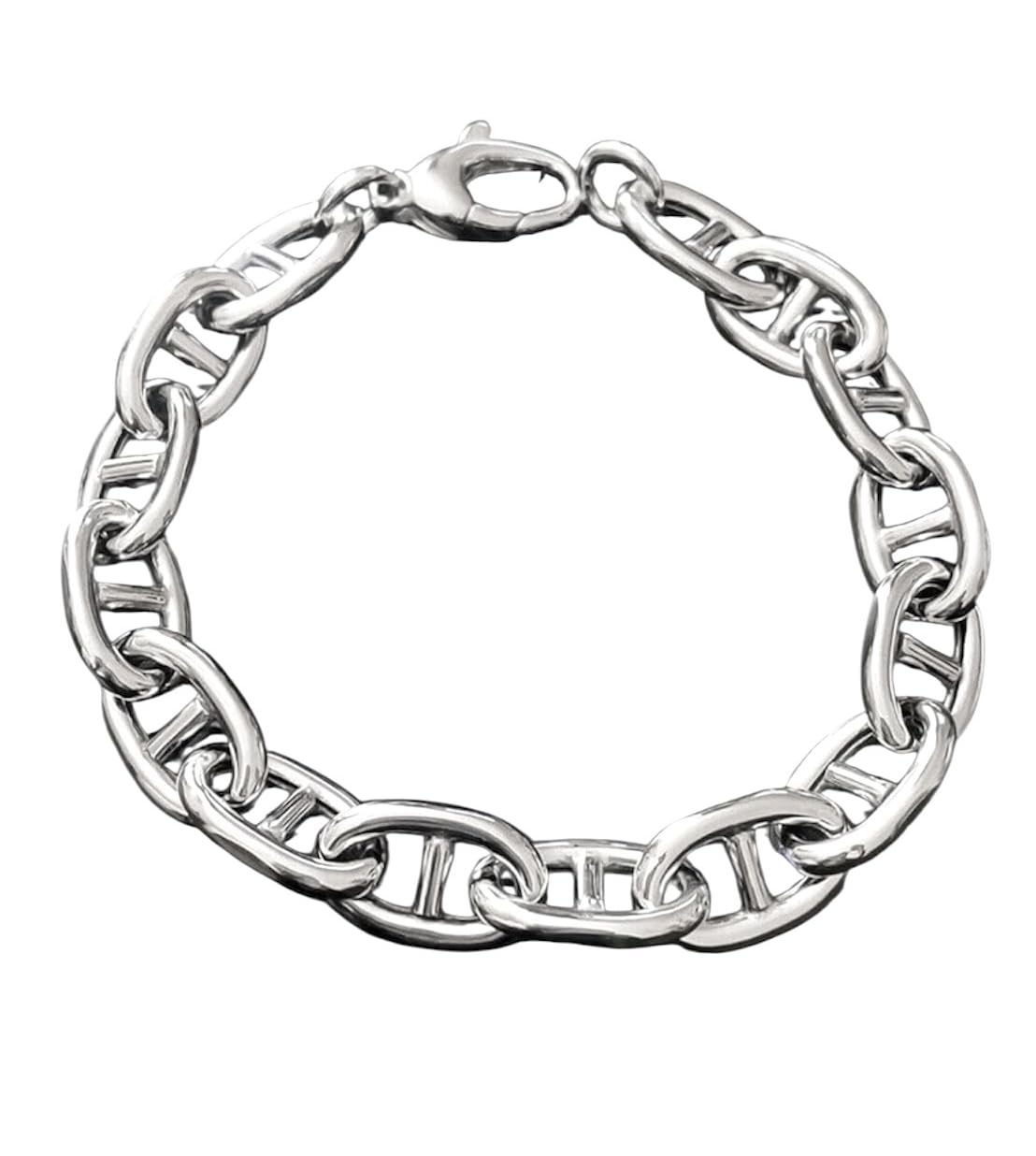 Bracciale in maglia marina 20 cm, argento massiccio 925/1000 rodiato, Taglia unica, Argento sterling