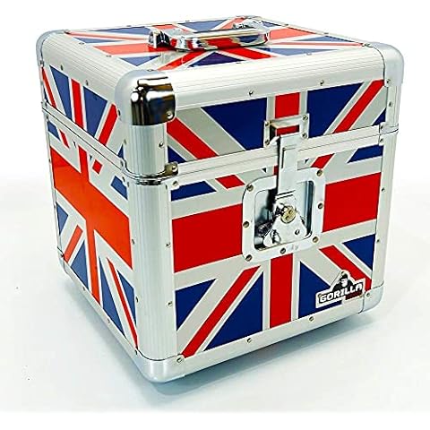 Gorilla 12" LP Vinyl Record Storage Box Flight Carry Case Holds 100pcs Union Jack Cover