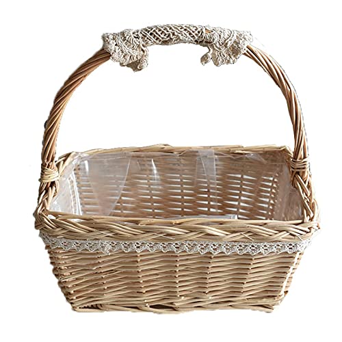 Panier de fleurs en osier tressé pour rangement extérieur et intérieur