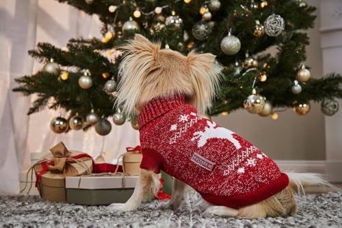 Wolters Strickpullover Elch mit Glitzer, Größe:25 cm, Farbe:rot/Silber