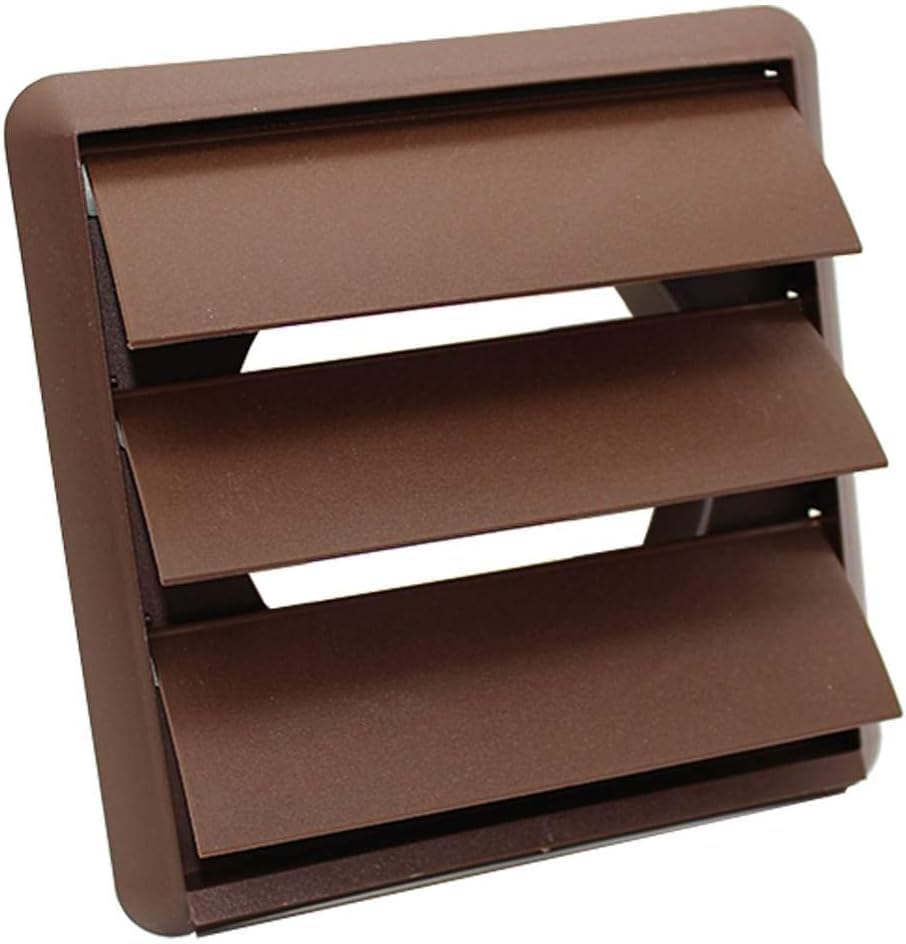 Devola Gravity Grille Ducting Air Vent with 100mm (4 inch) Round Rear Spigot, 155mm External Dimension and Non-Return Shutters, Brown - DVGG100B