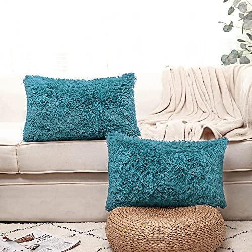 Image of Lumbar Faux Fur Throw Pillow Covers for Couch Decorative Pillows 12x20