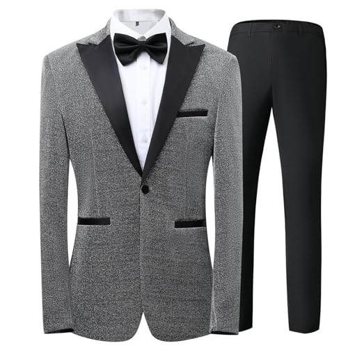 Generisch 2025 - Freizeitanzug für Herren, zweiteilig, Paillettenanzug,...