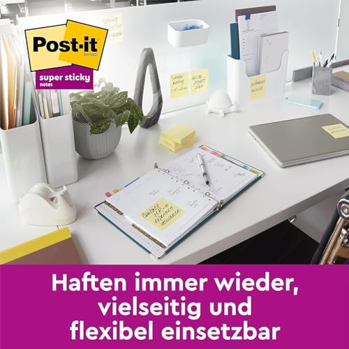 Post-it Super Sticky Notes Kanariengelb, Packung mit 6 Blöcken, 90 Blatt pro Block, 76 mm x 76 mm, Farbe: Gelb - Extra-stark klebende Notizzettel für Notizen, To-Do-Listen und Erinnerungen