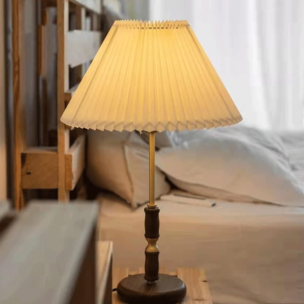 Lampada da Tavolo Lampade Luce Comodino Nordico Base in Legno Paralume in Tessuto Semplice Moderno Creativo retrò per Camera da Letto Comodino Scrivania (Colore: Telecomando Swi