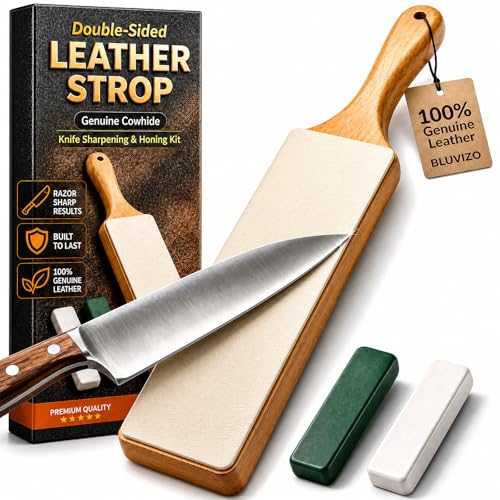 Leather Strop for Knife Sharpening: Double-Sided Genuine Stropping Block