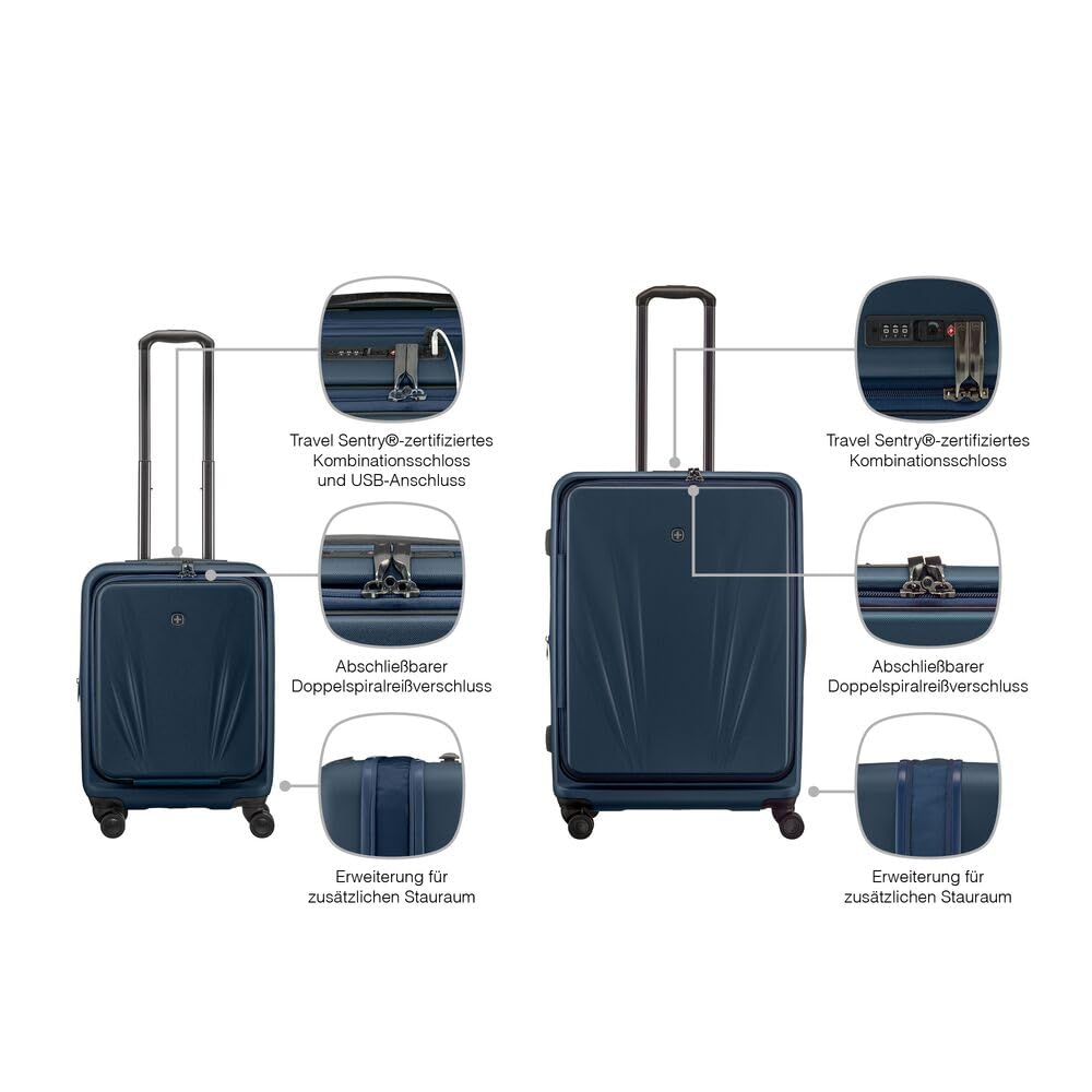 WENGER Skyon 2- teiliges Koffer-Set, S + Reisekoffer L, Hartschale, Trolley, Laptop- und Tabletfach, Sicherheitsschloss