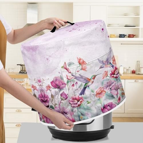 Image of Cozeyat Hummingbird Floral Kitchen Decor Accessories Appliance Dust Cover for Electric Pressure Cooker /Air Fryer /Rice Cooker /Steamer /Toaster,Pressure Cooker Cover 8 qt