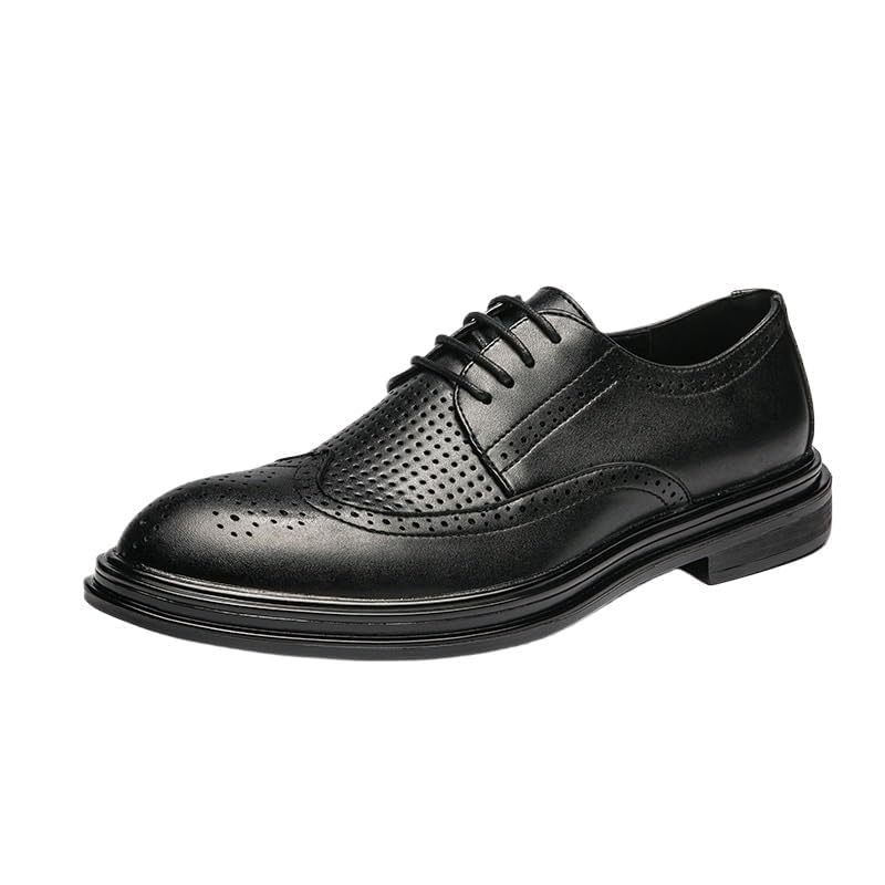 Men's Slip-On Leather Dress Shoes, Breathable and Comfortable Anti-Slip Loafers for Business Office and Casual Wear