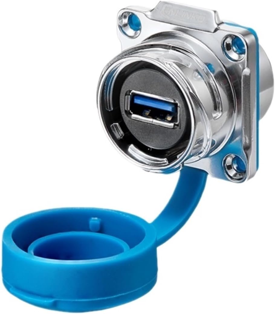 M24 USB3.0 Female Waterproof Connector USB Metal Socket Connector 1.8A Receptacles Jacks for Video Audio Data Transfer(Square Socket(401A))