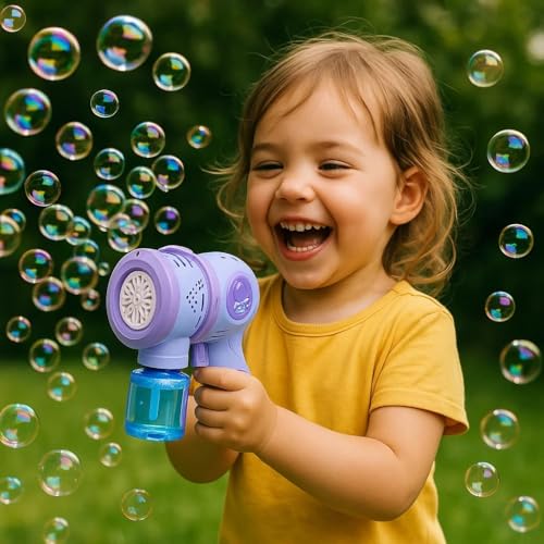 Image of Goyal's Rechargeable Big Size Bubble Machine for Kids Automatic Bubble Gun Leak-Proof Design with 2 Bubble Solution (Blue)