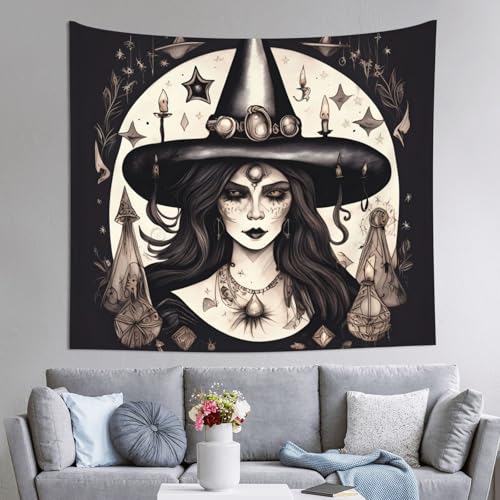Grande tapisserie de sorcière magique JEJEA déco murale bohème pour chambre