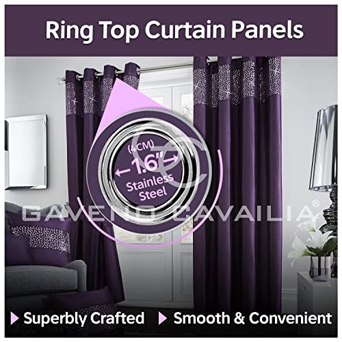 Gaveno Cavailia Luxurious Fully Lined Aviv Room Curtains (66 x 90 Inches), Polyester, Aubergine, W 66.1" x L 90.2" (1 Panels) - Image 4