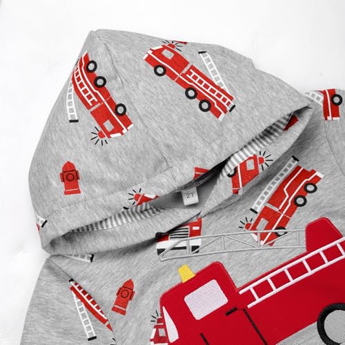 Image of Akyzic Baby Boys Dinosaurs Hoodie Boys Shark Pullover with Pocket Kids Truck Warm Sweatshirt Sweater