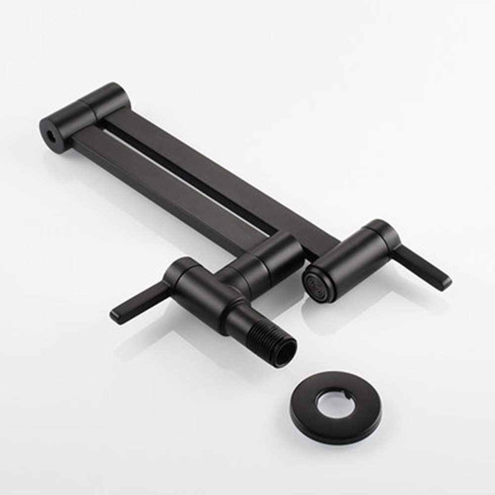 AUTUUCKEE Grifo de llenado de ollas, de latón, para montaje en pared, plegable, elástico, con un solo agujero, dos asas, agua fría (negro)